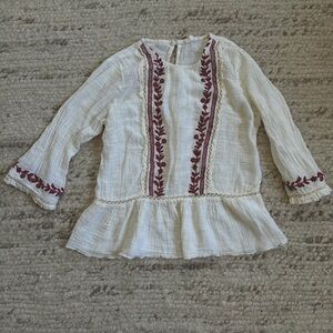 Women’s Cotton Linen Floral Embroidered Top